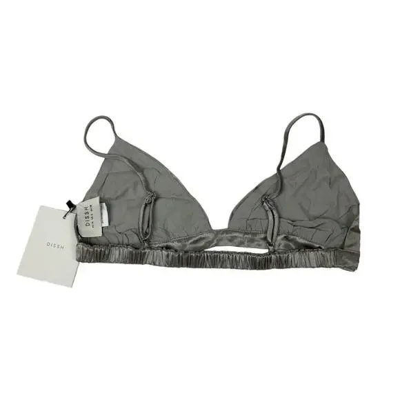 $70 NWT DISSH Bobby Pewter Silver Satin Bralette - 6 - Picture 7 of 9